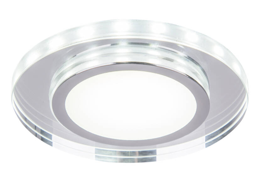 Candellux SSP-26 CH/TR+WH 2273693 10W LED 230V ring LED biały oczko sufitowe lampa sufitowa okrągłą szlif szkło transparentne 12,5 cm