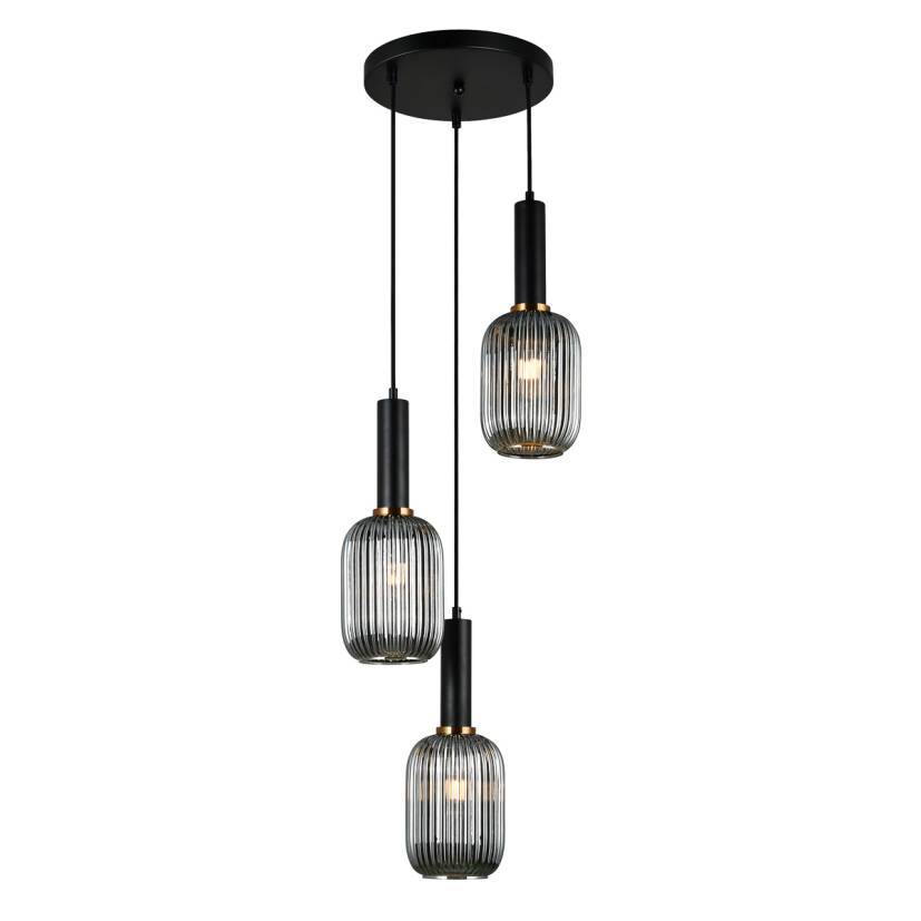 Italux Antiola PND-5588-3AM-BK+SG lampa wisząca czarna IP20 E27 3x40W 40cm