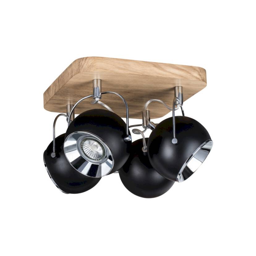 Spot Light 5133474 Ball Wood plafon lampa sufitowa kwadratowa dąb olejowany czarny 4xLED GU10 5W IP20 26cm