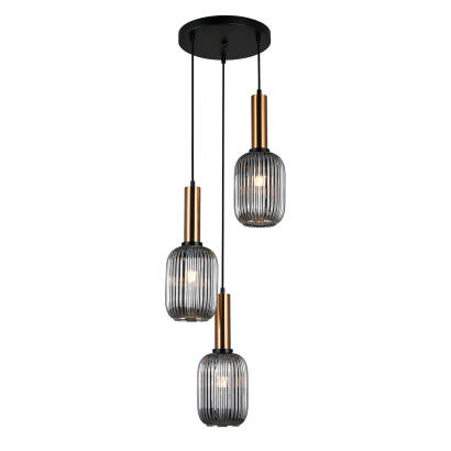 Italux Antiola PND-5588-3AM-BRO+SG lampa wisząca mosiężny IP20 E27 3x40W 40cm