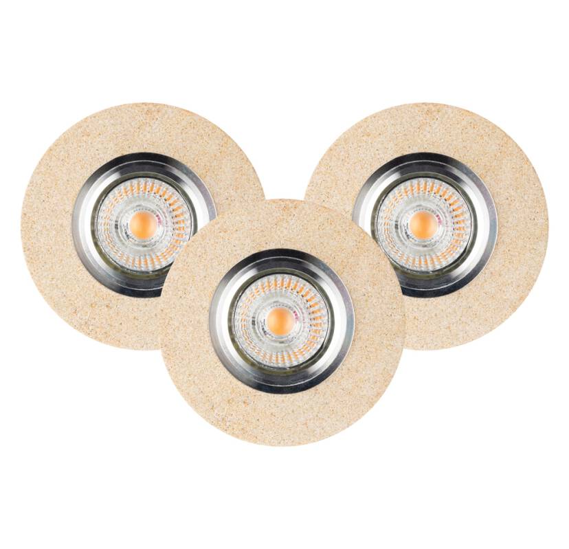 Spot Light 2511339 Vitar Sandstone Round oprawy do wbudowania zestaw 3 szt. 3x5 W GU10 LED Piaskowiec/Chrom 10cm