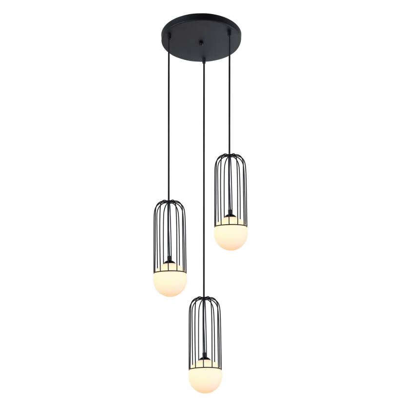 Italux lampa wisząca Simon MDM-3938/3 BK czarna druciana 37cm