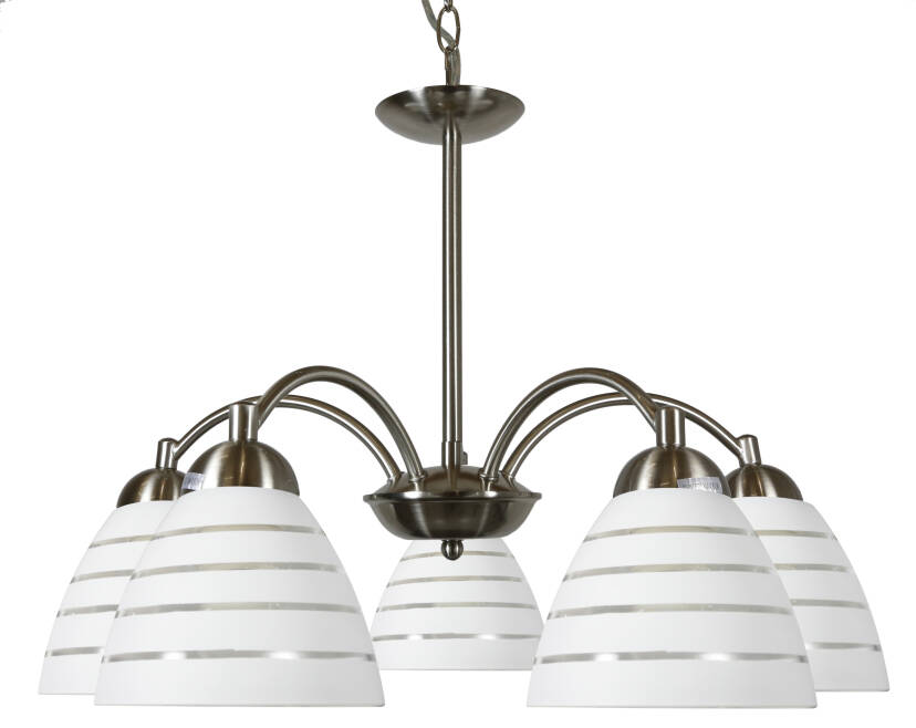 Candellux ULI 35-66169 lampa wisząca szklany klosz z paskiem 5X60W E27 satyna nikiel 52cm